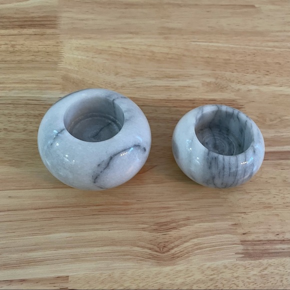 2pc Vintage Marble Stone Candle Holders - Picture 6 of 7